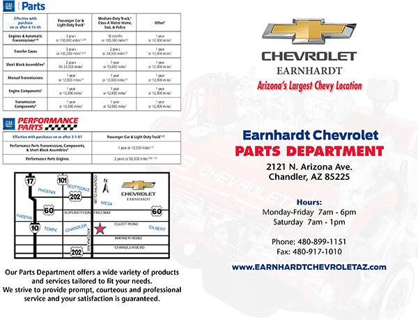 Parts Department Information | Earnhardt Chevrolet in Chandler AZ